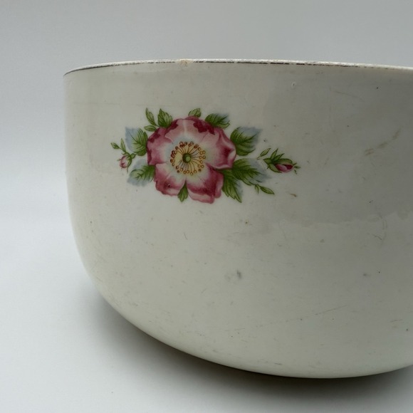Halloween Other - Vtg Mixing Bowl Stoneware Halls Superior Floral Rose Stained Cottagecore 8 in